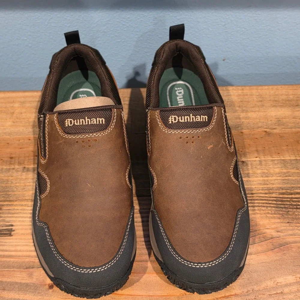 Dunham Mens Cloud Plus Slip On Hiking Shoes Brown Waterproof Leather 7 EEEE WIDE
